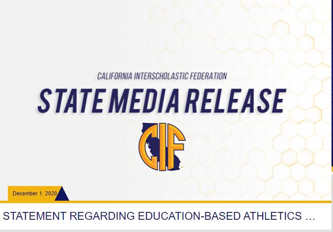 CIF/SJS announcement regarding fall sports
